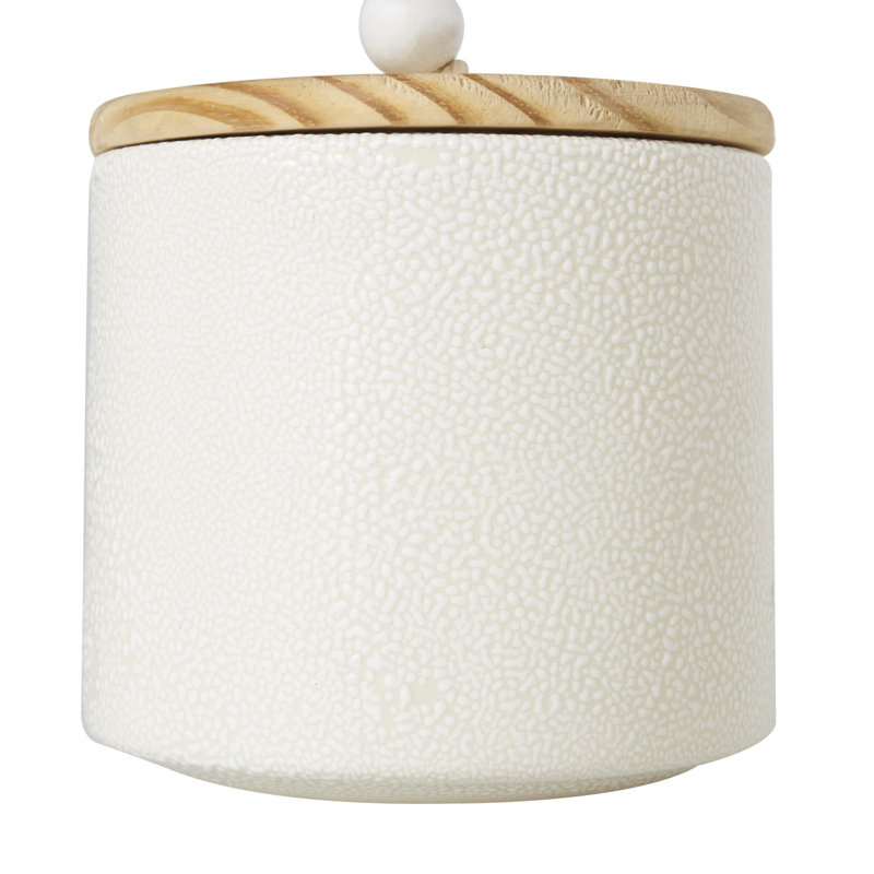 White Glass Canister Set with Wooden Lids
