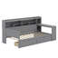 Lit de jour multifonctionnel en bois avec bureau d'étude - tablettes de rangement et 2 tiroirs de rangement-1783466247