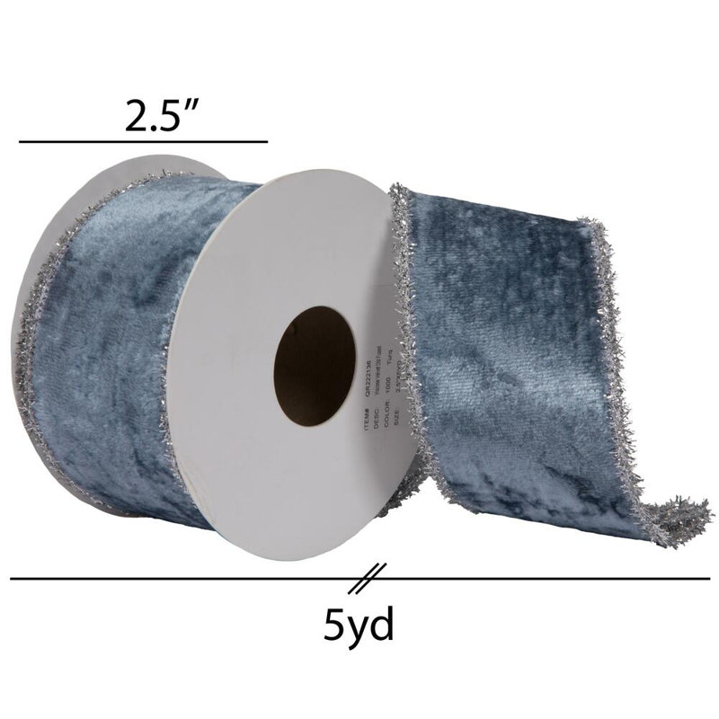 Ruban de Noël, H 2,5 po x l 180 po x P 2,5 po, Bleu