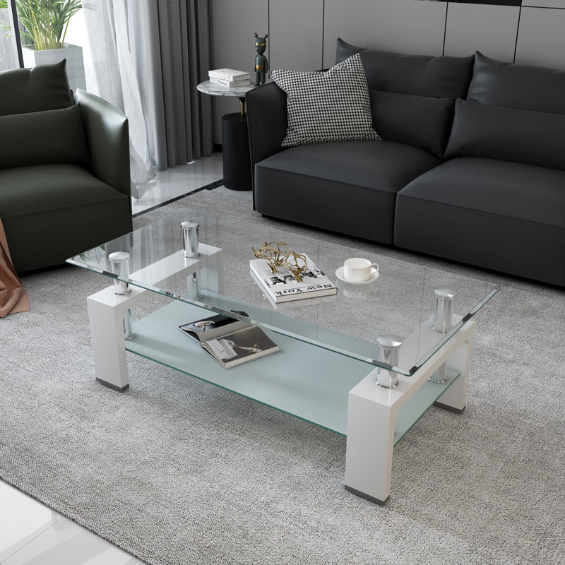 Michiko cocktail table,living room table,Rectangle Coffee Table with storage, White