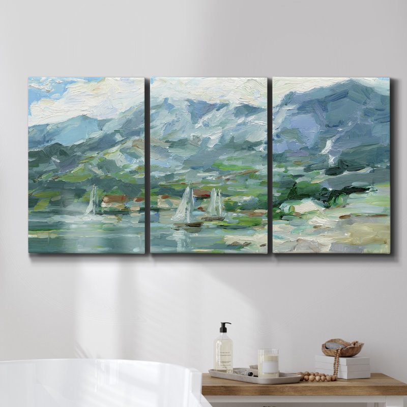 "Church At Varengeville" par Monet, reproduction sur toile 3 pièces, H 27 po x l 54 po x P 2 po