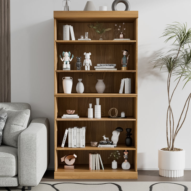 Wood Storage Cabinet with Adjustable Shelves without Doors, Natural Wooden, 31" H x 31" W x 16" D