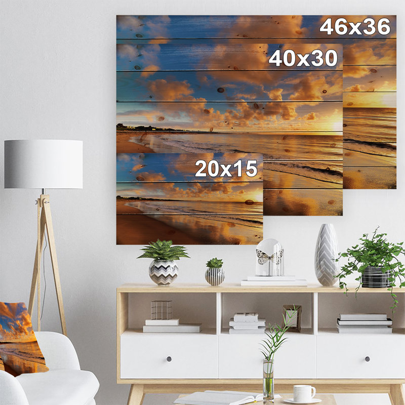 " Colourful Sunset On The Beach ", 36" H x 46" W x 1.5" D, Wood