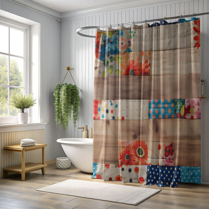 Rideau de douche Quilt Collage - Premium, H 74 po x l 71 po