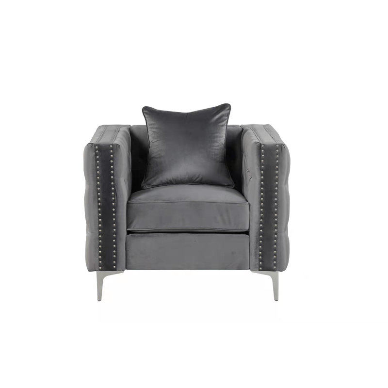 Martens Velvet Armchair, Gray Velvet