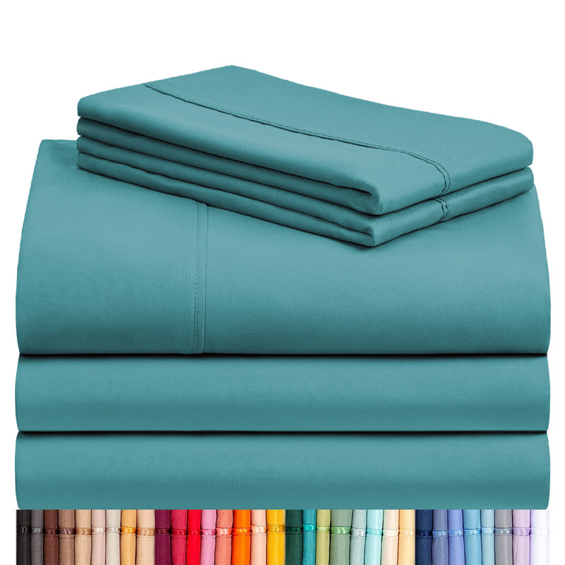 Luxclub 4 PC Teal Queen Silky Soft Cooling Extra Deep Pocket Performance Sheet Set, Teal, Queen Sheet Set with 2 pillowcases