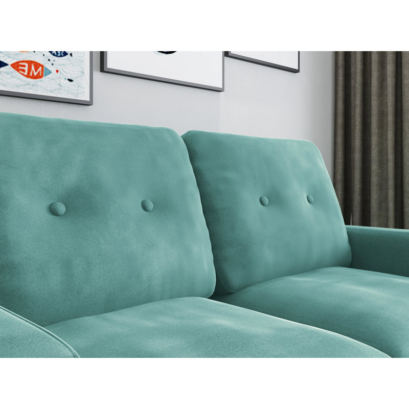 58'' Velvet Loveseat, Aqua Turquoise Velvet 