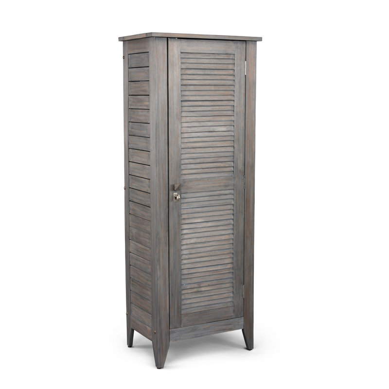 Boîte de rangement en bois d'acacia massif résistant à l'eau avec verrou Anjenette 104,73 gallons, Gris français