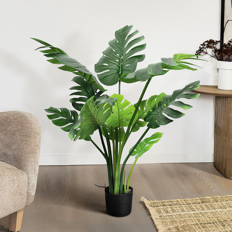 Feuille artificielle Philodendron Monstera plante en pot, H 42 po x l 34 po x P 32 po
