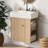 Contemporary Wave-Patterned Floating Bathroom Vanity with Ceramic Basin and Right side storge-783672862