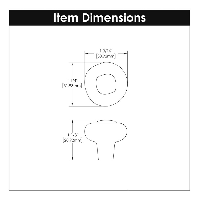 Refined Rustic Collection Mushroom Knob - 1-1/4 " Diameter Cabinet Knob Black Iron - Craftsman Hardware for Drawers & Cabinets