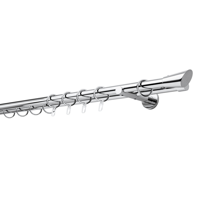 Curtain rod made to measure 20mm, 2cm H x 280cm W x 12cm D, Chrome