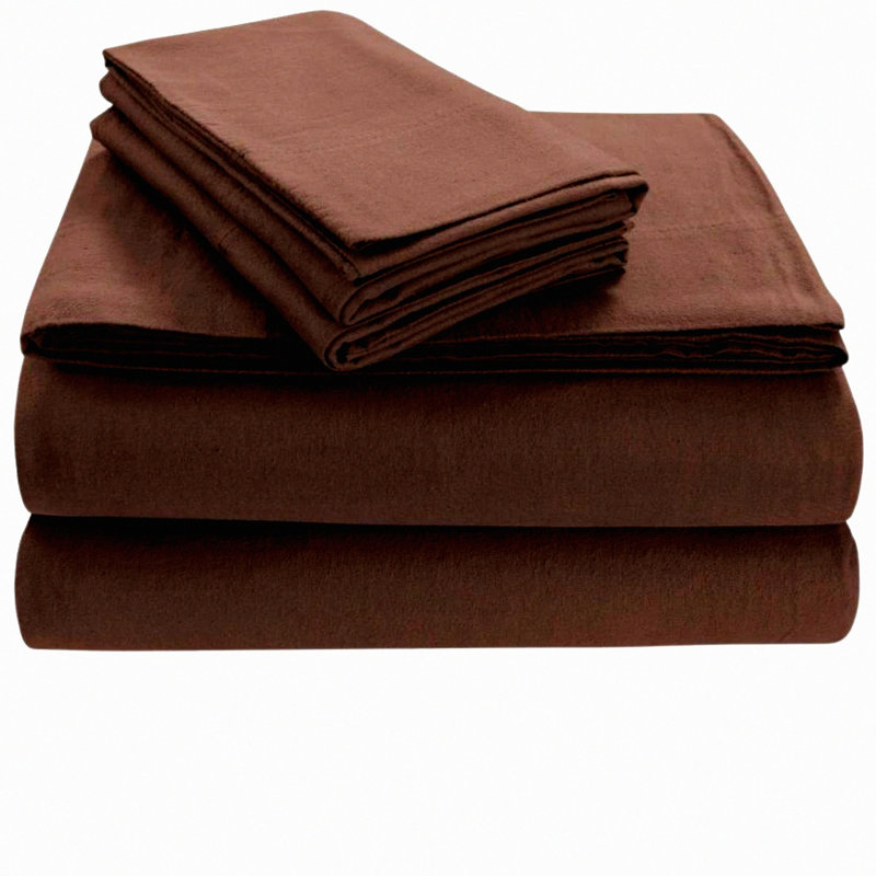 Chocolate Dream Flannel Fitted Sheet Set - Soft, Cozy, Deep Pocket Luxury Bedding for a Restful Night's Sleep - Queen Size