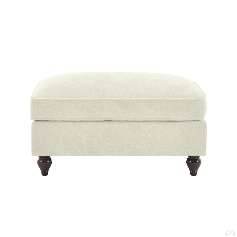 Elegant Ruffled Chenille Ottoman, Black