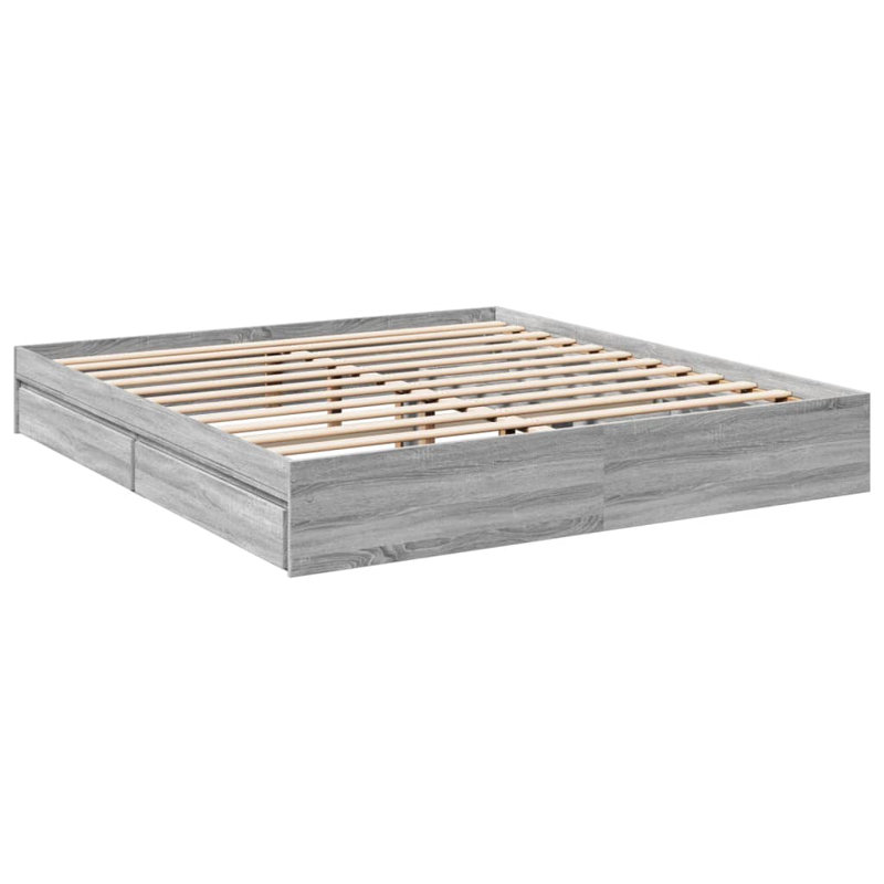 Greger Drawers Bed Frame, 180 x 200cm, Grey Sonoma