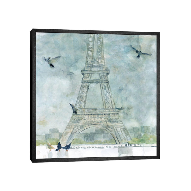 Paris In Flight by Carol Robinson - Painting on Canvas, 45.72 cm H x 45.72 cm W, Black Framed