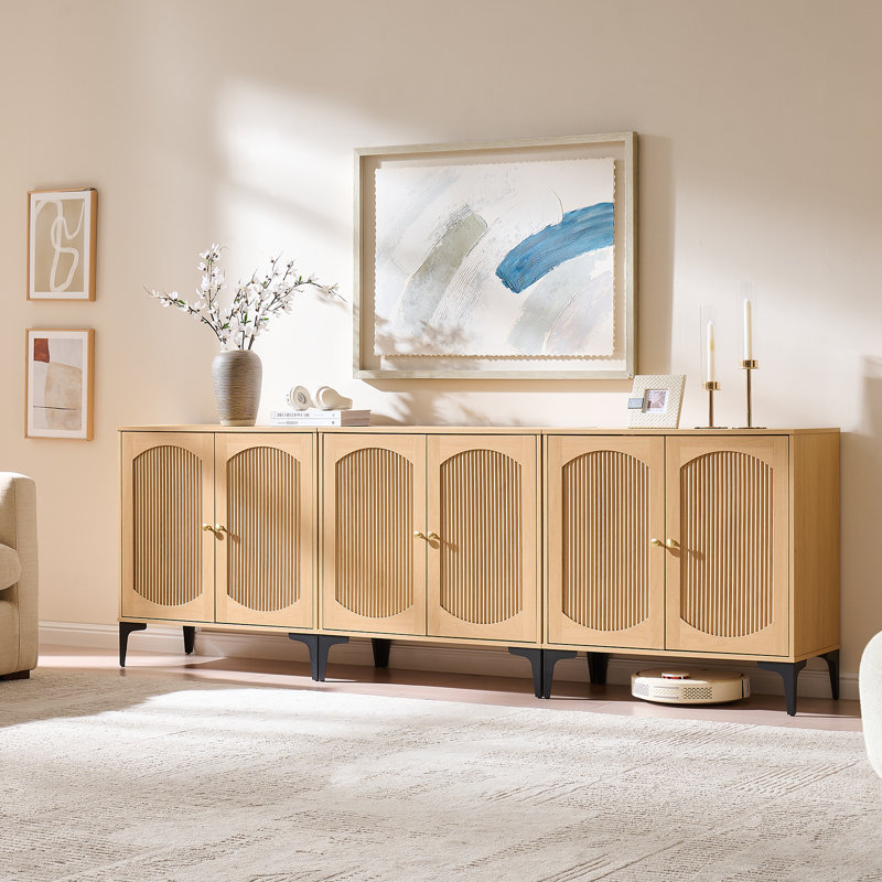 Buffet de rangement 62 '' avec portes et tablettes, chêne naturel, 2 pièces, Chêne naturel
