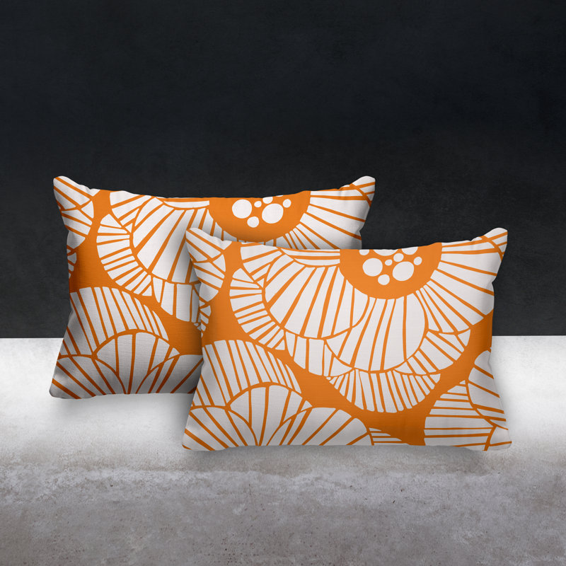 Polyester / Mélange de polyester Housse de coussin rectangulaire intérieure / extérieure lombaire et insert, Orange