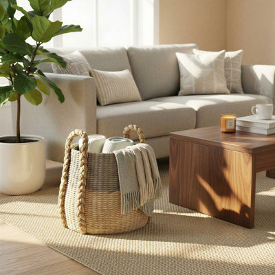 Armadi Two Tone Wicker Basket with Handles