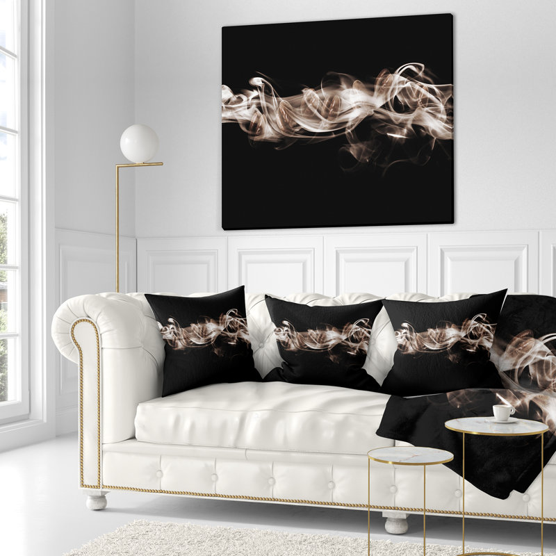 Fumée blanche fractale - coussin imprimé abstrait, 18 po x 18 po, Coussin décoratif