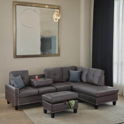 101" Wide Right Hand Facing Sectional Sofa & Chaise with Ottoman