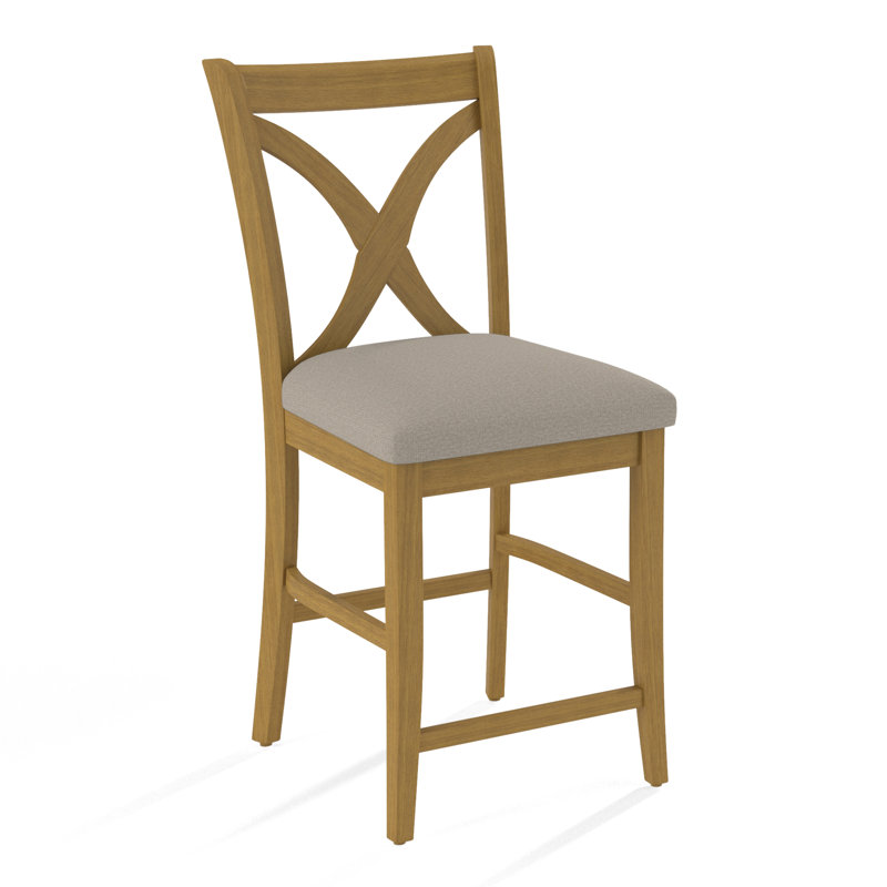 Hues Upholstered Stool with Solid Wood Frame, Beige Performance Fabric; 0851-73, Counter Stool (26" Seat Height)