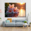Art mural en verre trempé fleur rose-130153345