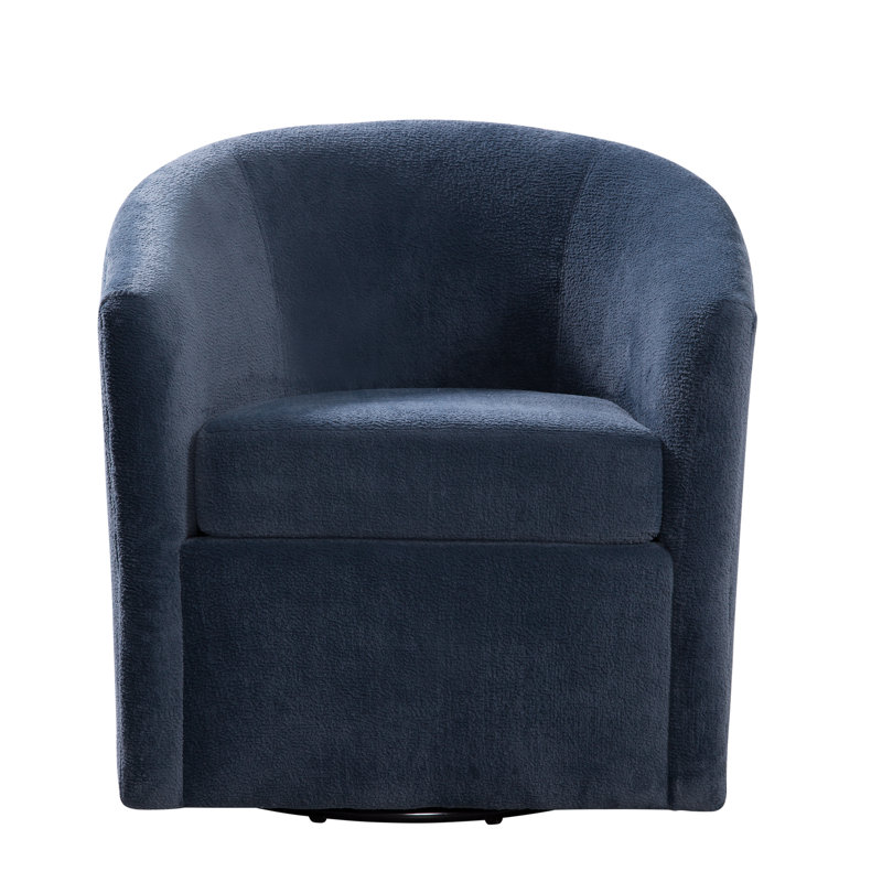 Chaise pivotante de style bleu marine, tissu teinté, rotation à 360 degrés, coussin de siège réversible, tissu de performance de fabrication durable de qualité, rembourrage de coussin amovible, teint et animal de compagnie