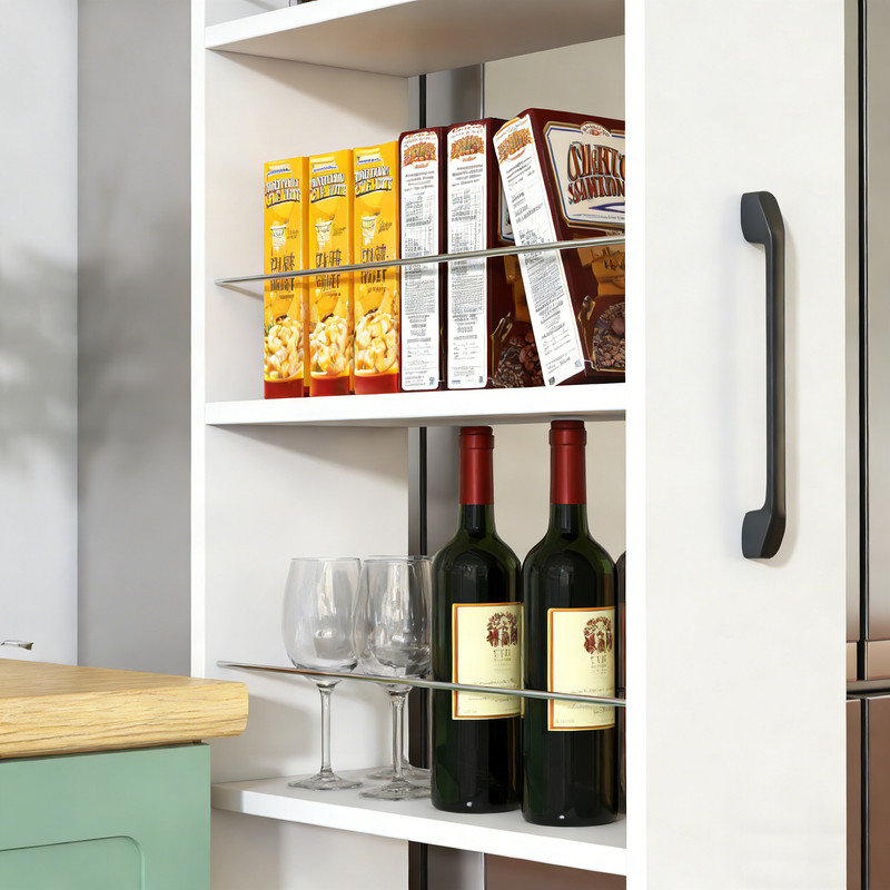 Pull Out Spice Rack Organizer for Inside Kitchen Cabinets, White