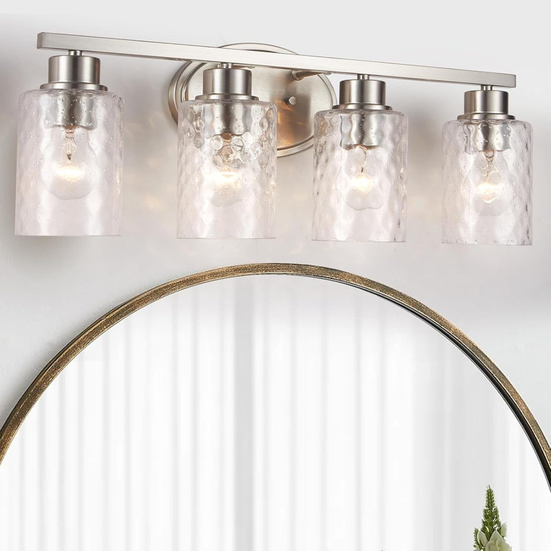 Luminaire de meuble-lavabo moderne avec abat-jour en verre martelé, fixation murale antirouille pour une décoration polyvalente