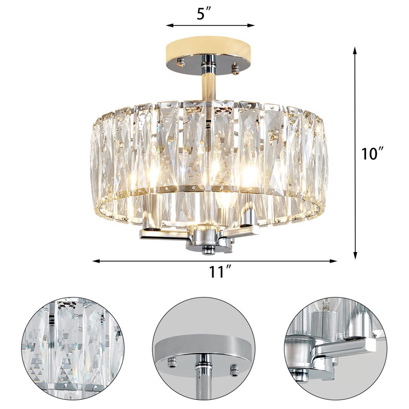 Plafonnier semi-encastré K9 Crystal, Argent
