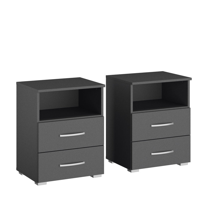Ashlar 1 Drawer Bedside Table, Metallic grey