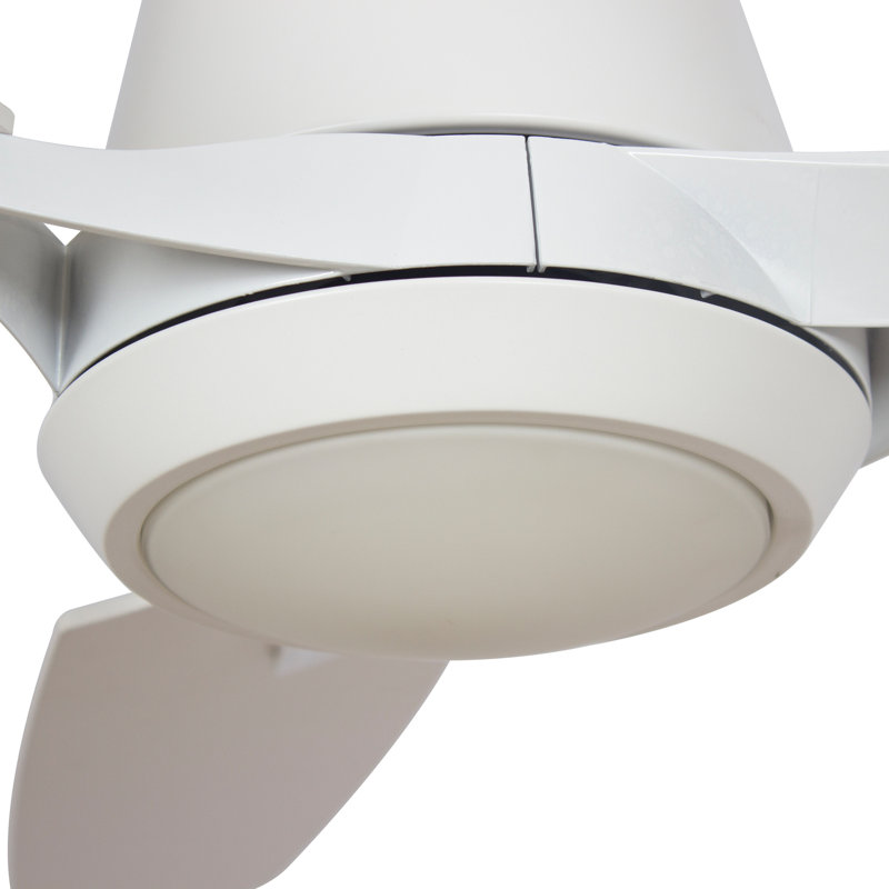52'' White Plywood Smart Ceiling Fan with LED Light and Voice Control