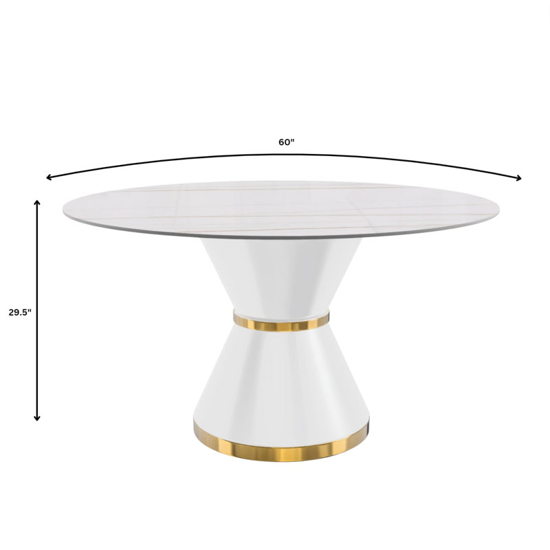 Table de salle à manger Prynn Series, Blanc / doré