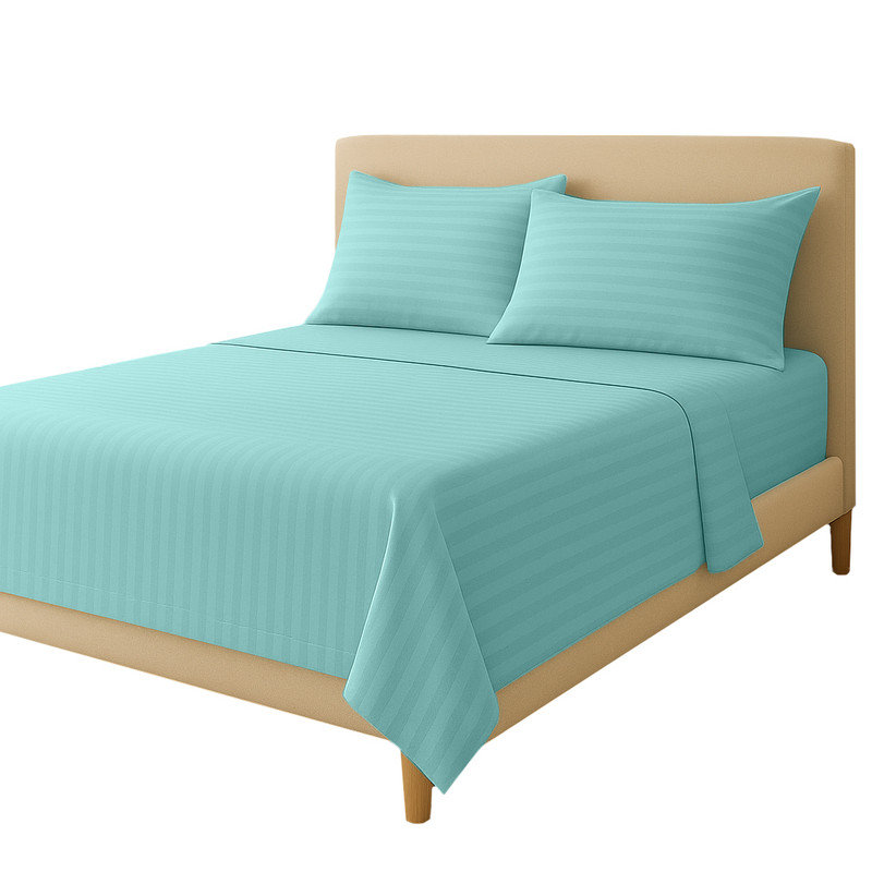 Ensemble de draps 100% coton American Home, Aqua, Ensemble de draps pour lit double avec 2 taies d'o