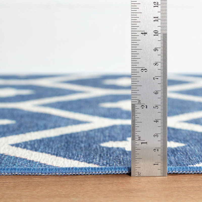 Elizabeth Navy Machine Washable Rug, Rectangle 7'6" x 9'6"