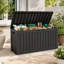 Boîte de rangement extérieure 90 gallons avec siège, boîte de rangement en résine imperméable et verrouillable