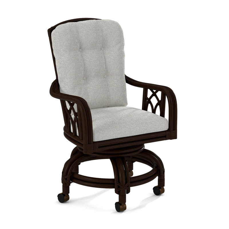 Edgewater Castered Arm Chair, Java, White Textured Performance; 0865-91