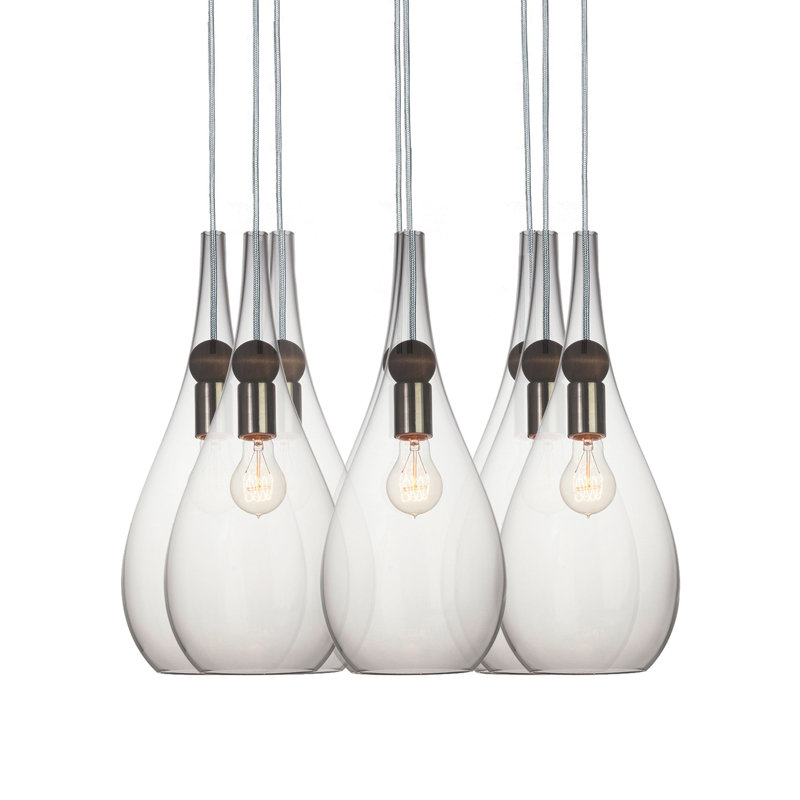 Earth 8 - Light Chandelier, Smoke Glass, Ship Rod, 72" H x 18" W x 18" D