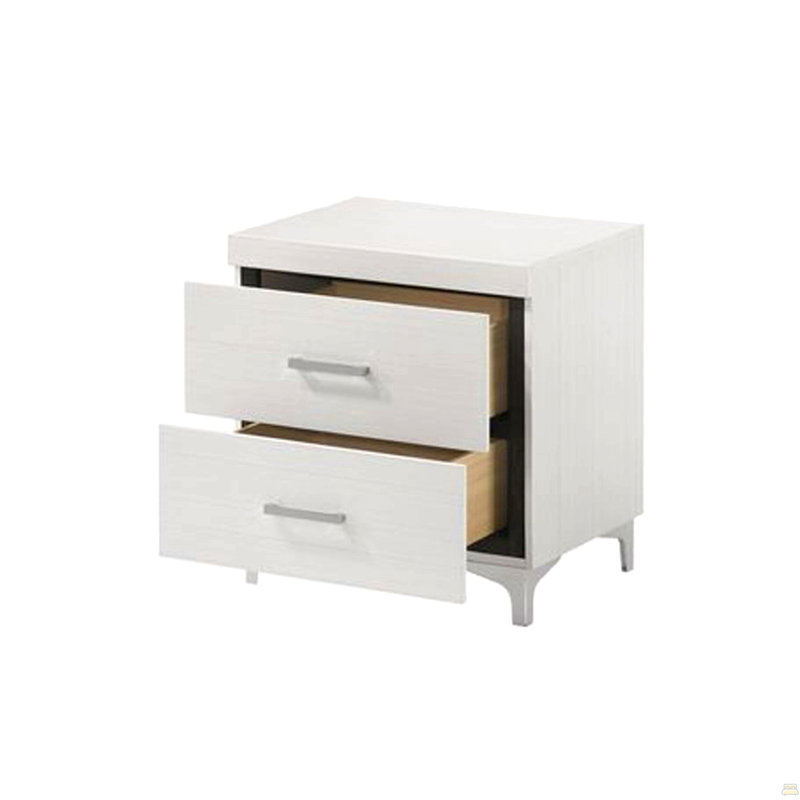 2 Drawers Nightstand With Metal Legs
