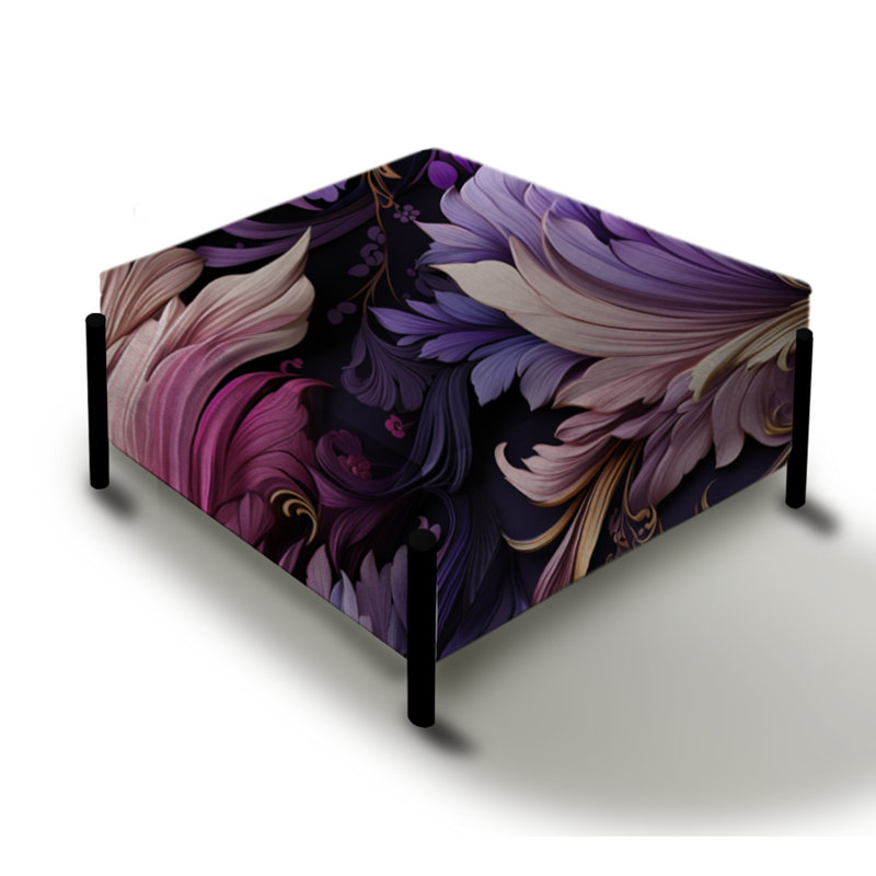 Regal Feathered Elegance - Grand repose-pieds carré floral