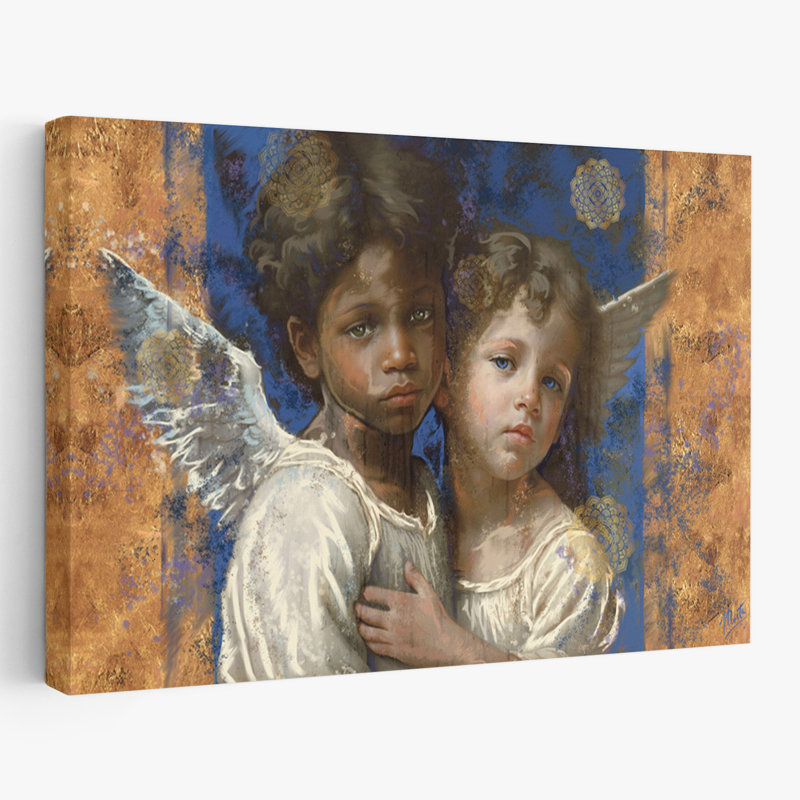 Petits anges n ° 9 - art figuratif d'anges chérubins, H 16 po x l 24 po