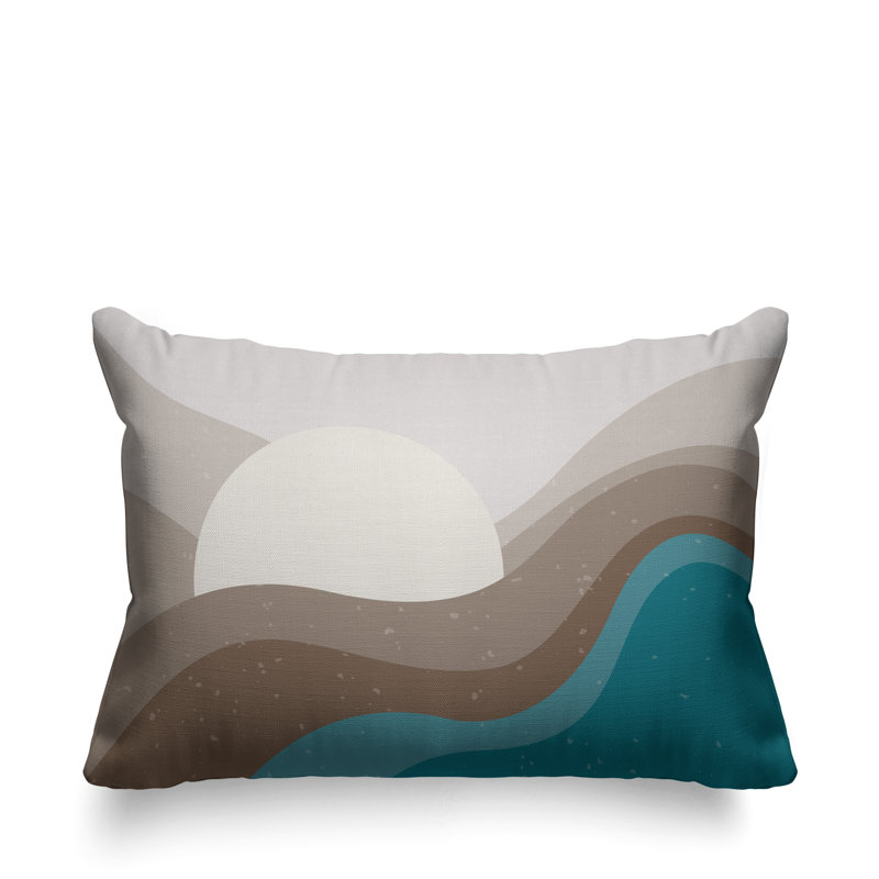 Coussin décoratif intérieur / extérieur Minimalist Desert, Turquoise