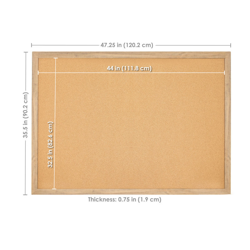 Cork Bulletin Board with MDF Frame and 6 Pushpins