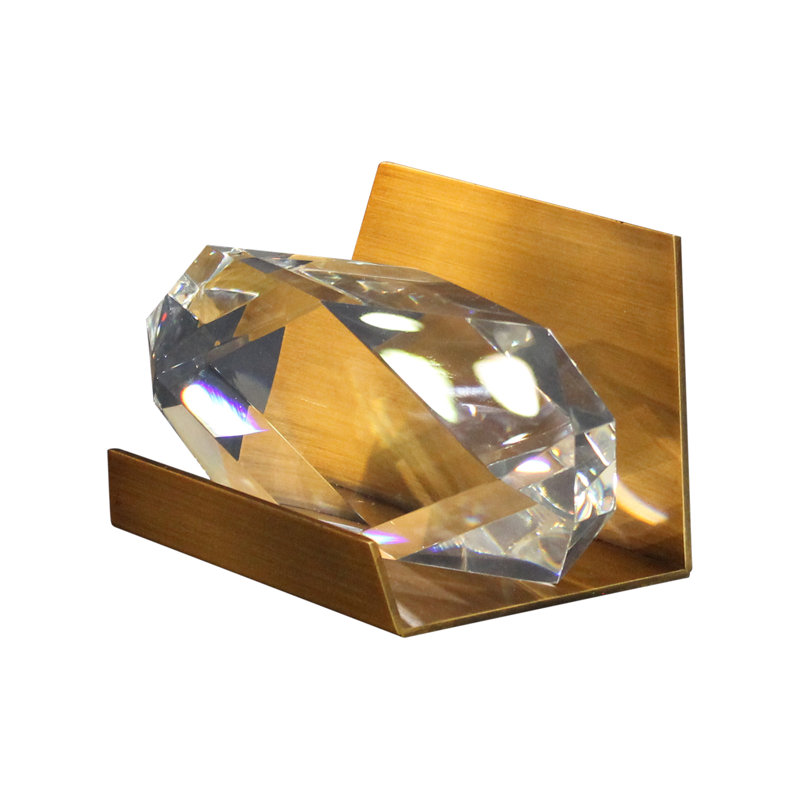 Porte-cartes de visite en cristal transparent et laiton - Accessoire de bureau moderne