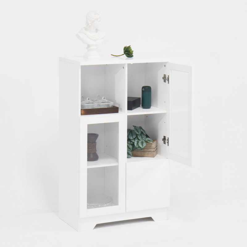 Cabinet with Glass Doors and drawe, White