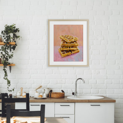 Stack of Fluffy Waffles Framed Print Under Glass, design by The Prints Vibe