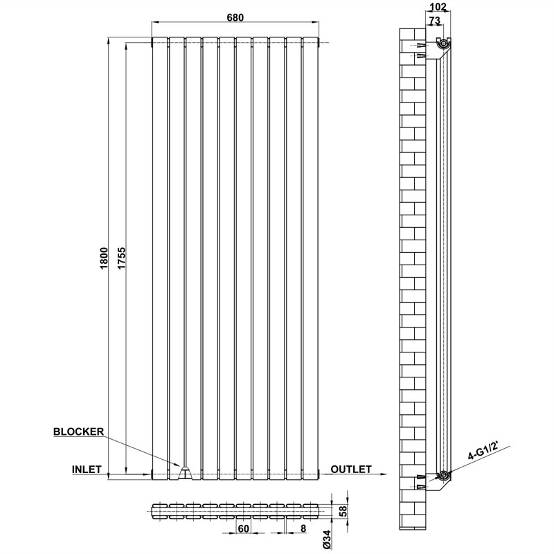 Geneva Vertical Designer Radiator, White