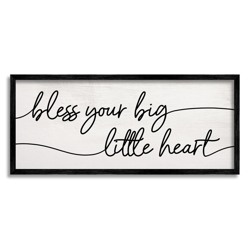 «Your Big Little Heart», phrase «Soft Country», H 10 po x l 24 po, Giclée encadrée noir minuit