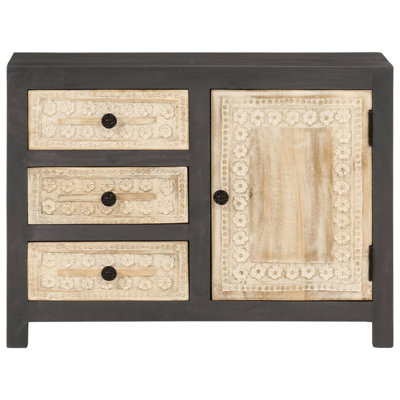  Buffet rectangulaire en bois de manguier massif gris et blanc